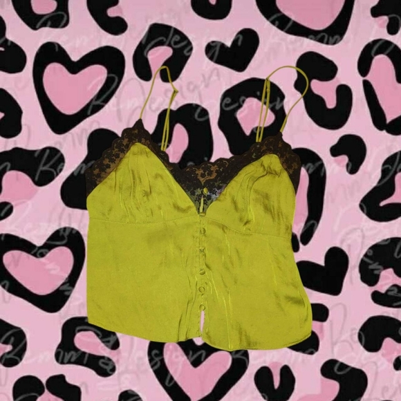 Urban Outfitters Green Lacy Fairycore Crop Top With Buttons Size Large - Picture 1 of 3
